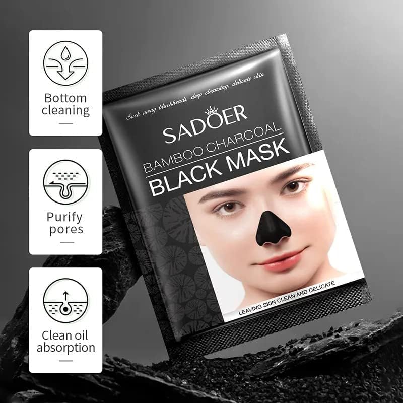 SADOER Bamboo Charcoal Blackhead Removal Mask – Deep Pore Cleansing & Nose Peel-Off Mask