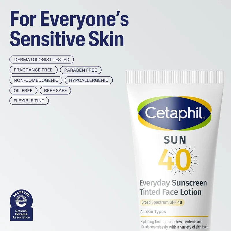 Cetaphil Tinted Mineral Sunscreen SPF 40 (50ml) – Hydrating Face Lotion with Vitamin E