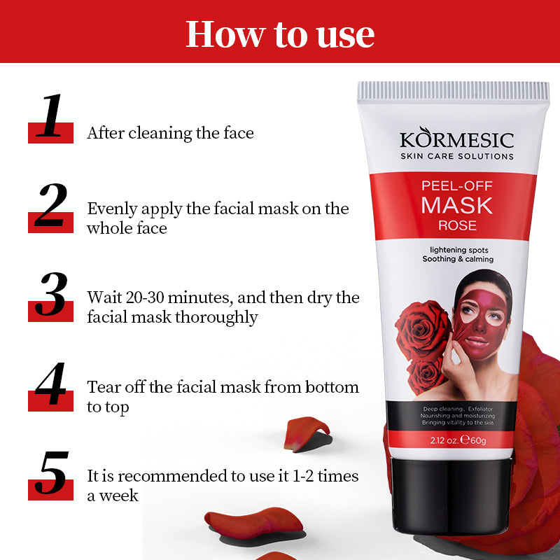 KORMESIC Rose Peel-Off Mask (60g) – Deep Cleansing, Brightening & Exfoliating Facial Mask